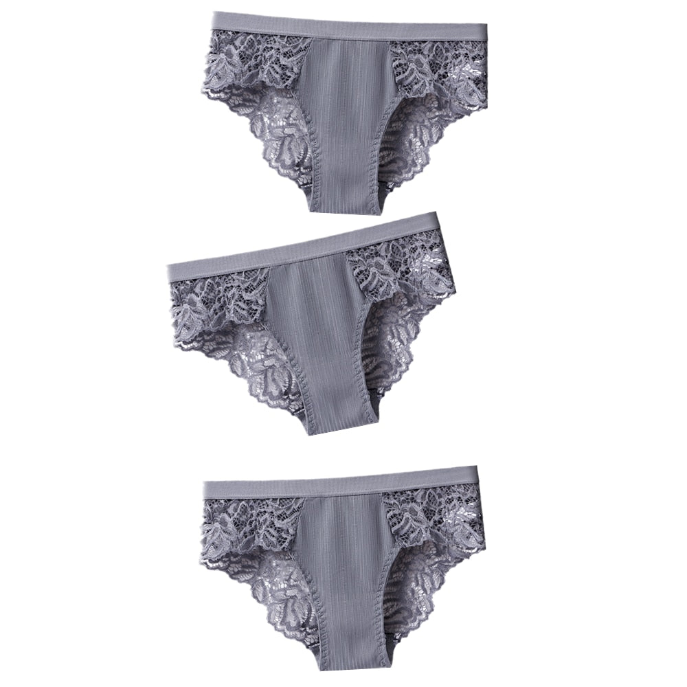 3 Pcs Cotton Panties Sexy Panty Briefs Lace Panties Women Underwear Lingerie Panties for Female Ladies Floral Pantys Underpants