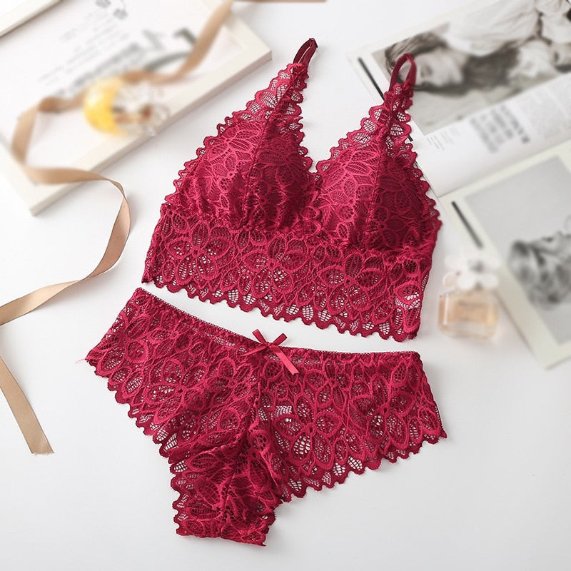 Sexy Lace Underwear French Bra Set Comfortable Women Bras Lingeries Ladies Underwear Suit